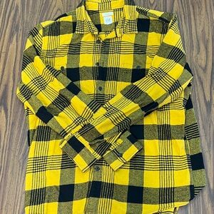 GAP Men's Bold Yellow and Black Checkered Shirt